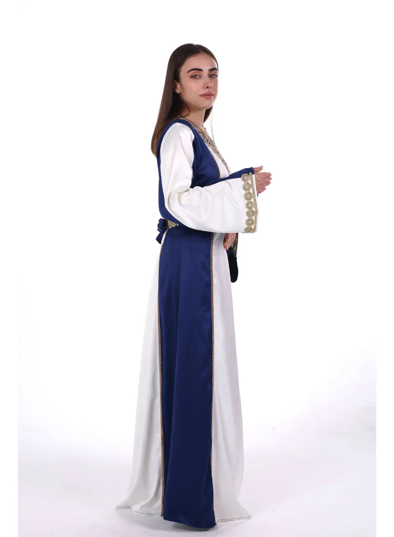 AL BENT AL SHARQIEH Navy Blue women satin jalabiya dress for Women | Best Price UAE