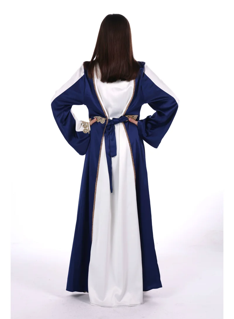 AL BENT AL SHARQIEH Navy Blue women satin jalabiya dress for Women | Best Price UAE