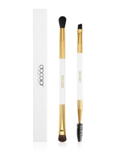 docolor Duo Eyebrow Brush, Professional Tool, Angled Eye Brow Brush (double white)  - Image 1