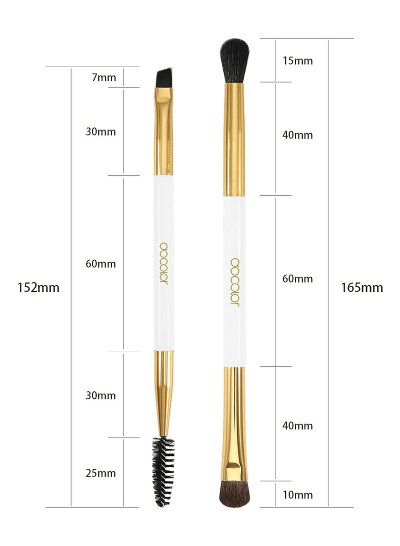 docolor Duo Eyebrow Brush, Professional Tool, Angled Eye Brow Brush (double white)  - Image 3