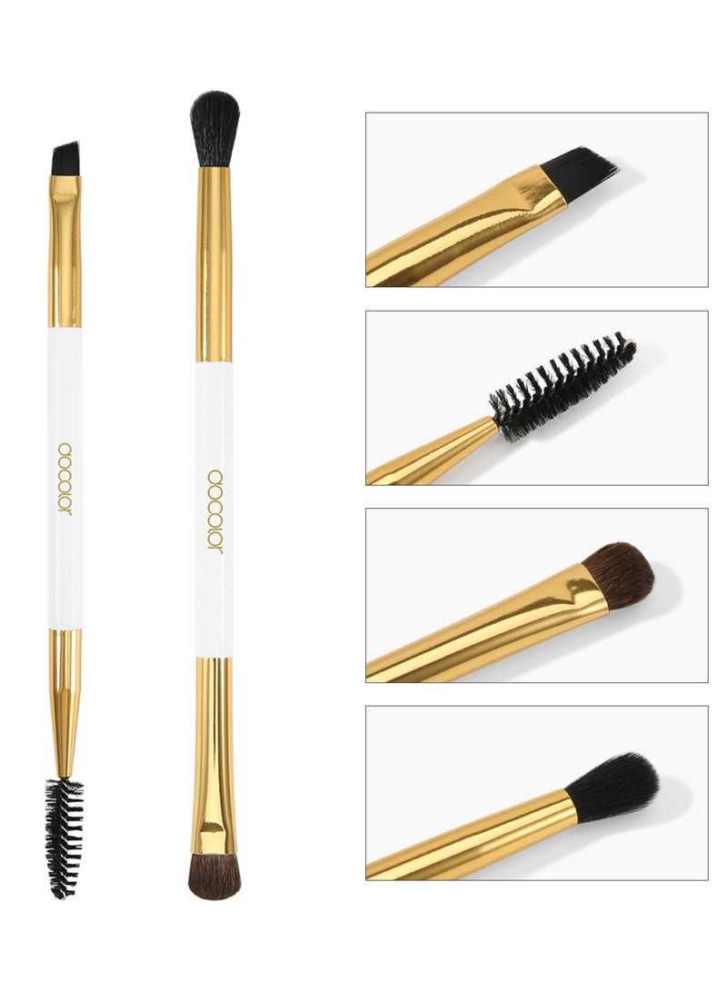 docolor Duo Eyebrow Brush, Professional Tool, Angled Eye Brow Brush (double white)  - Image 2