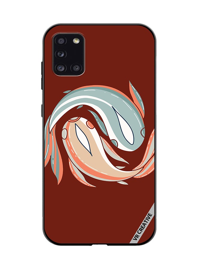 VR CREATIVE Protective Case Cover For Samsung Galaxy A31 Japanese Stylized Colored Fish In Orange And Blue Design Multicolour - Image 1