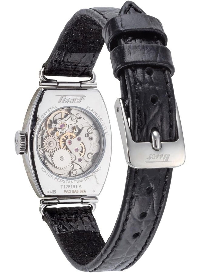 TISSOT Women's Watch T1281611601200 Heritage Porto Small Lady Mechanical White Dial Leather Strap, white, Black - Image 4