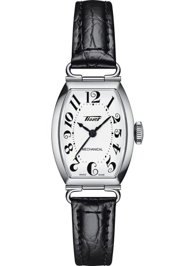 TISSOT Women's Watch T1281611601200 Heritage Porto Small Lady Mechanical White Dial Leather Strap, white, Black - Image 1