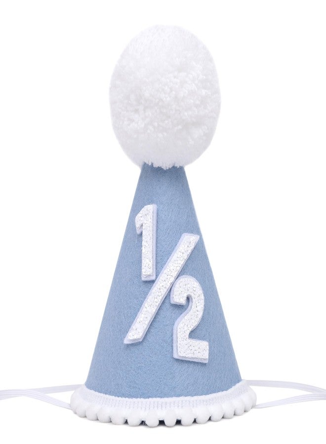 YOUAME Boys Blue Half Birthday Cake Smash Outfit - Six Months Baby Party Crown Hat and Photo Props - Image 1