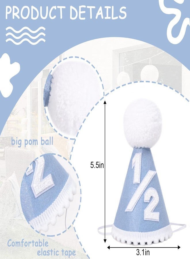 YOUAME Boys Blue Half Birthday Cake Smash Outfit - Six Months Baby Party Crown Hat and Photo Props - Image 2