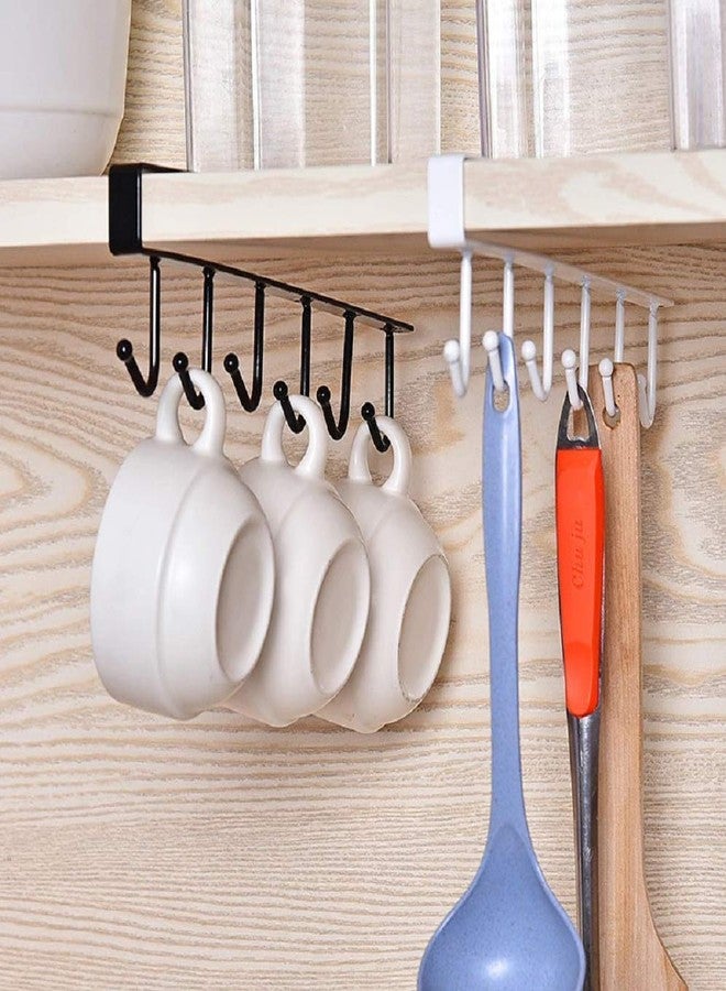 Dhruheer Stainless Steel 6 Hooks Under Shelf Cup Holder - Over Cabinet Door Kitchen Bathroom Towel Bar Hanger - Cabinet Hanger Over Storage Drawer - Image 5