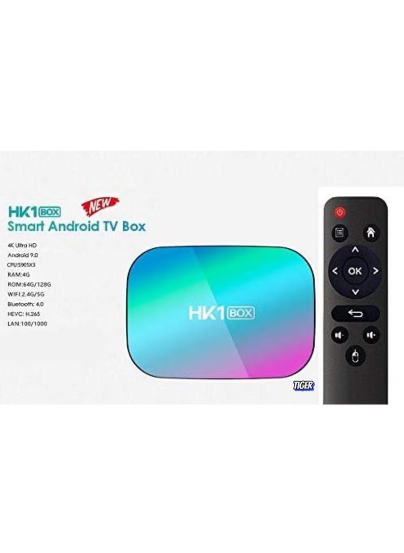 TIGER - HK1 Box Android TV Box with 4GB RAM 32GB ROM | Amlogic S905X3 Quad-Core Processor | 4K Ultra HD Android OS Media Player | Smart TV Box with WiFi Sharing via AirPlay, DLNA, Miracast | HDMI, USB, TF Card Support | Home Theater & IPTV Streaming Solution - Image 1