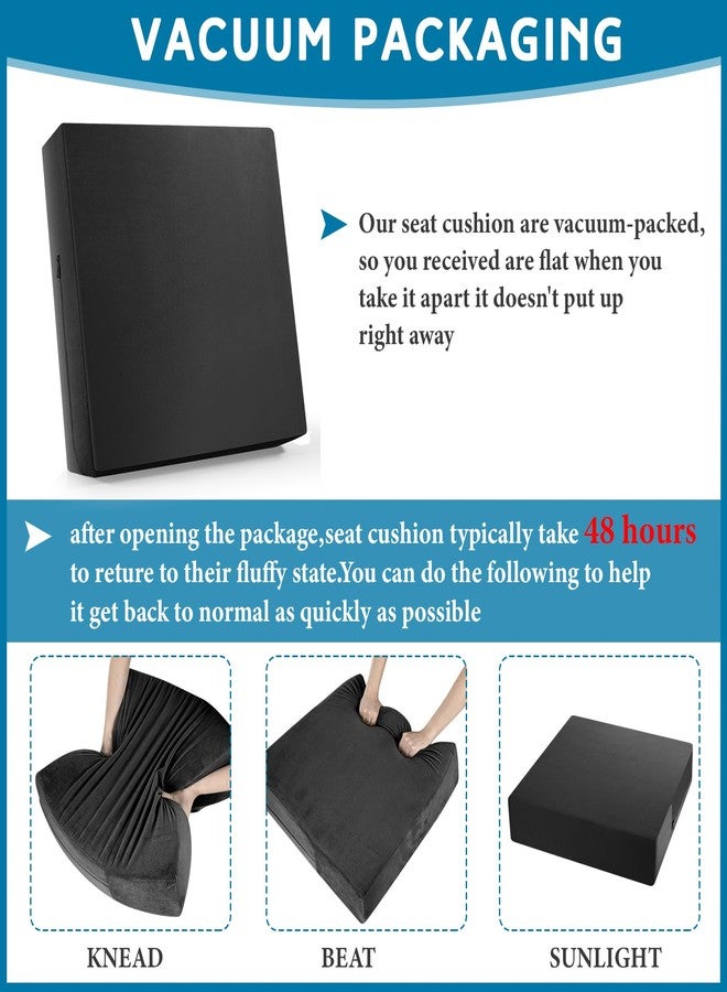 Menkxi Recliner Cushions for Elderly, Thicken Memory Foam Seat Cushion, Square Chair Cushions Non Slip Pads for Recliners, Armchairs, Relief and Comfort(Black, 20 x 20 x 3 Inch) - Image 3