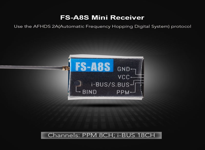 فلاي سكاي جهاز استقبال Flysky FS-A8S Mini 8CH بمخرج PPM i-BUS SBUS لـ Flysky FS-i6S FS-i6X FS-i10 FS-TM10 RC جهاز إرسال وتحكم طائرة بدون طيار - Image 3