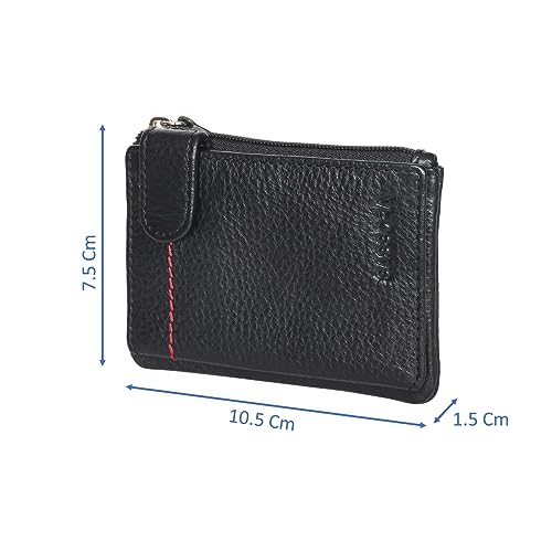 Sassora Genuine Leather RFID Blocking Card Holder Wallet | Compact Case with Zip Pocket, ID Slot & Snap Loop | Minimalist Wallet for Men & Women - Image 4