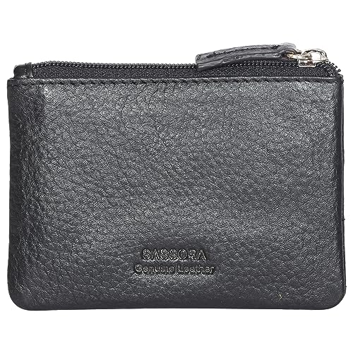 Sassora Genuine Leather RFID Blocking Card Holder Wallet | Compact Case with Zip Pocket, ID Slot & Snap Loop | Minimalist Wallet for Men & Women - Image 3