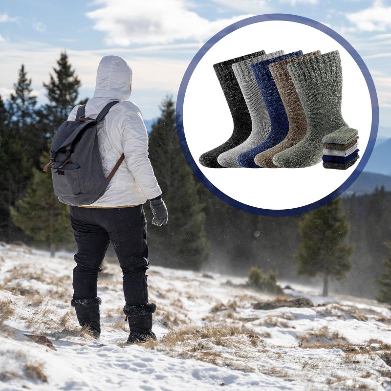 Twistover 10 XXL Thermal Warm Winter Socks for Men Size 15-18 Wool Thick Hiking Boot Crew Sock for Hiking Skiing Winter - Image 5