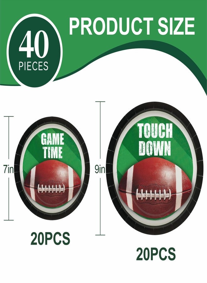Aixuler 40pcs Football Party Paper Plates Set Disposable Sports Party Food Dinner Dessert Plates Birthday Tableware Decorations Favors, Including 20pcs 9" and 20pcs 7" Plates for Football Theme Plates - Image 2