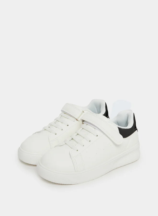 ستايلي Styli White Sneakers with Hook and Loop Closure