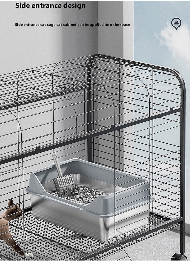 Kidle - Stainless Steel Cat Litter Box Metal Litter Pan Tray with High Wall Semi-Closed Side Door Pet Litter Box - Image 1
