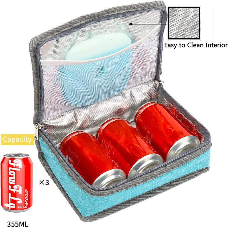 FlowFly Small Insulated Lunch box Portable Soft Bag Mini Cooler Thermal Meal Tote Kit with Handle for Work & School, Sea Blue - Image 5