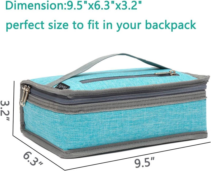 FlowFly Small Insulated Lunch box Portable Soft Bag Mini Cooler Thermal Meal Tote Kit with Handle for Work & School, Sea Blue - Image 4