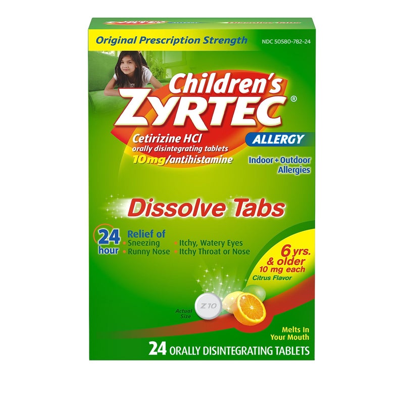 Zyrtec Children's 24 HR Dissolving Allergy Tablets, Cetirizine, Citrus Flavor, 24 ct - Image 1