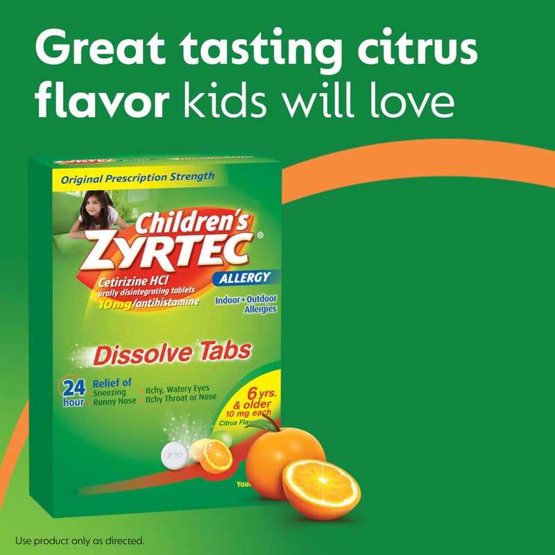 Zyrtec Children's 24 HR Dissolving Allergy Tablets, Cetirizine, Citrus Flavor, 24 ct - Image 5