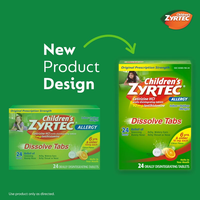 Zyrtec Children's 24 HR Dissolving Allergy Tablets, Cetirizine, Citrus Flavor, 24 ct - Image 2