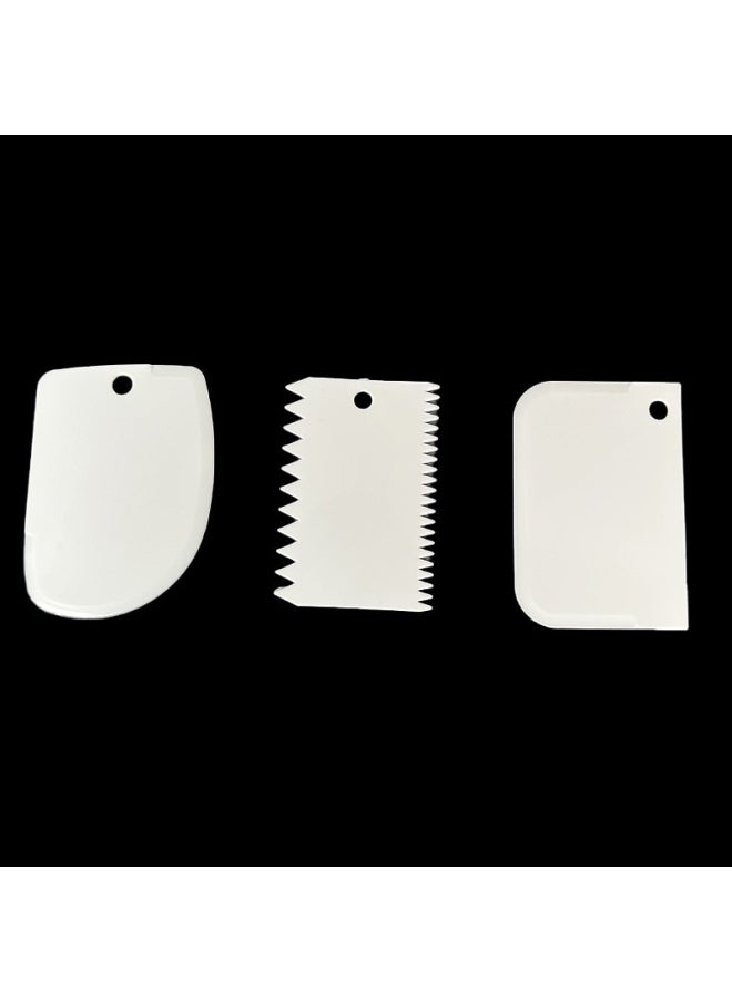 Generic - Spot Three-piece Cream Scraper Sawtooth Arc Scraper Decorating Tool Baking Cut DIY Plastic Scraper-Specifications:Three-piece Scraper Sawtooth-Color:Orange - Image 1