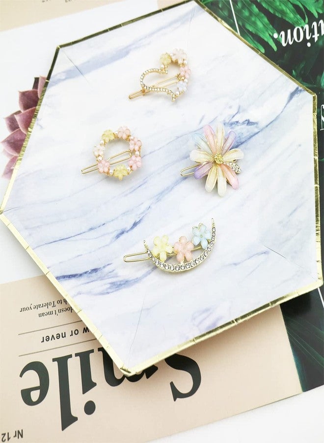 BellaStella 4 Pcs Latest Korean Fashion Style Flower Lock Pin Pearl Hair Clip Hair Pin Hair Accessories for Women & Girls - Image 5
