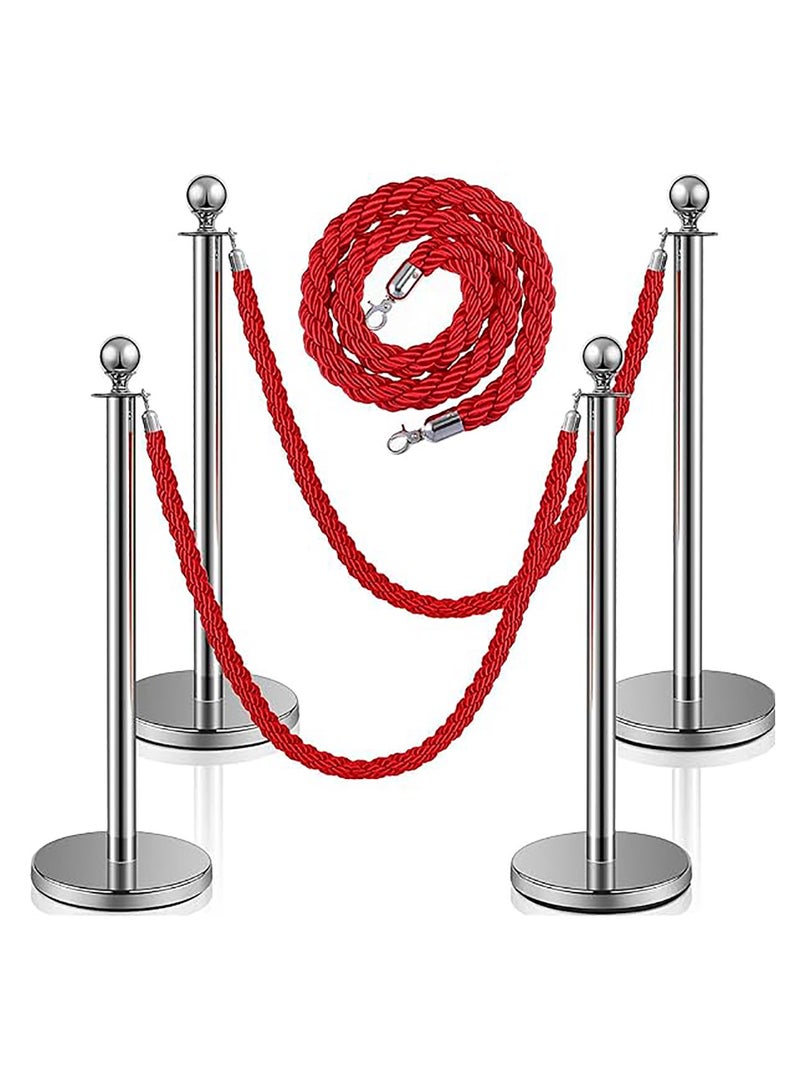 بترون حبل نايلون ملتوي، حبل حاجز طابور بطول 1.5/2 متر مع خطافات فضية، حبل مخملي، حاجز حبل للتحكم في الحشود - Image 2