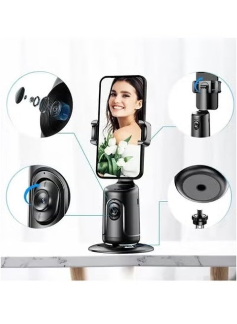 Auto Face Tracking Phone Holder Tripod Stand with Smart 360° Rotation – Selfie Stick with Fast AI Face & Object Tracking Technology – AI Cameraman Mount for Vlogging, Live Streaming, YouTube, Video Calls, TikTok, Online Meetings, and Content Creation – Portable and Easy to Use for All Smartphones
