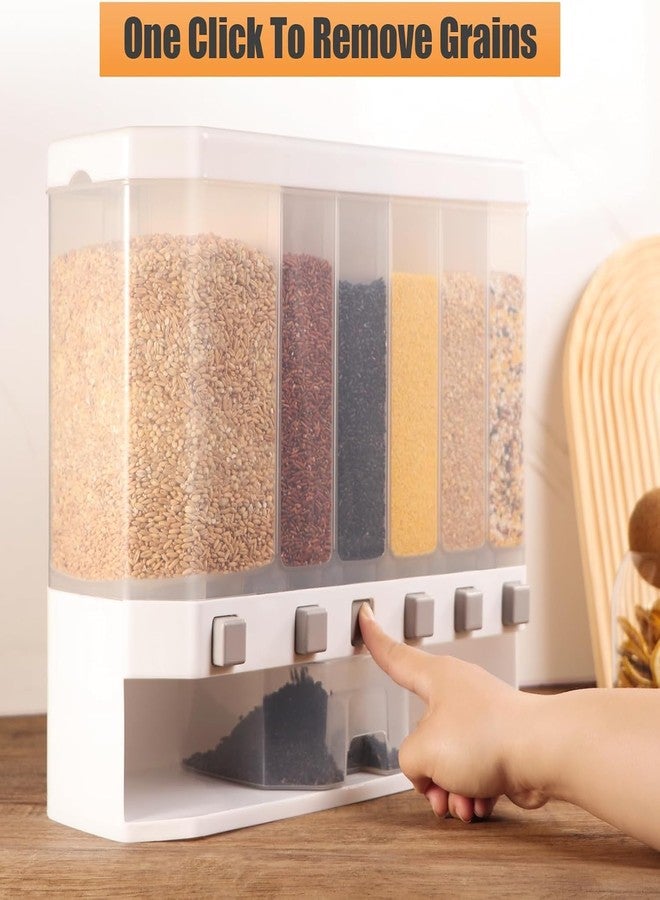 SKYWORK Grain Dispenser with Measuring Cup Dry Food Dispenser Snack Dispenser Rice Storage Container for Kitchen Organizing,Kitchen Storage Food Dispensers 6Grid - Image 3