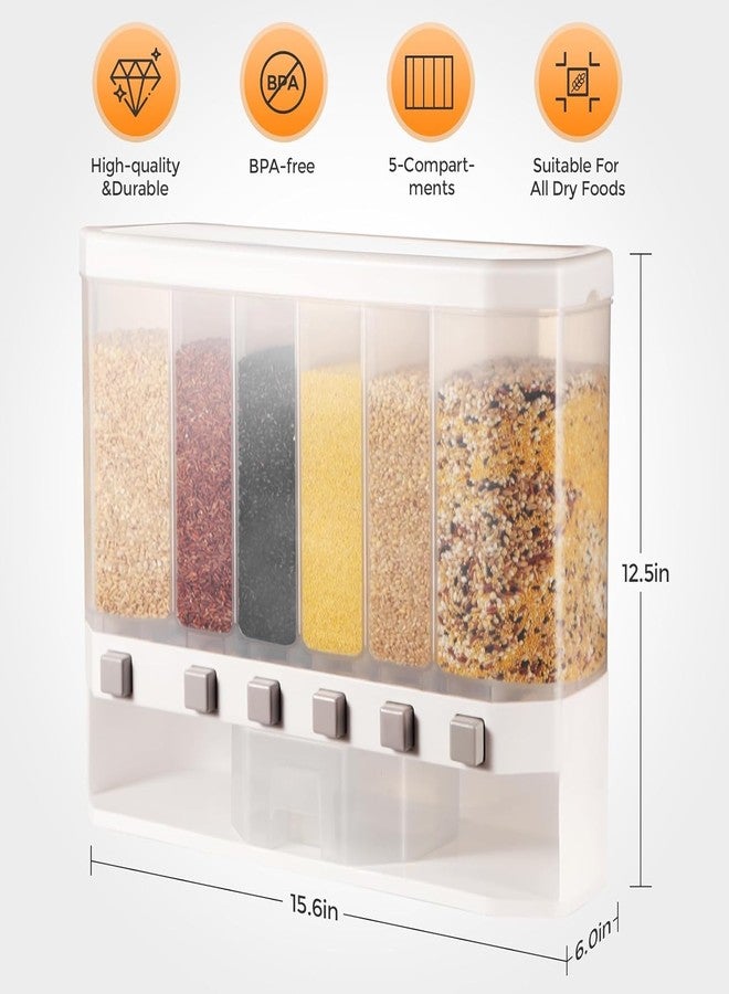 SKYWORK Grain Dispenser with Measuring Cup Dry Food Dispenser Snack Dispenser Rice Storage Container for Kitchen Organizing,Kitchen Storage Food Dispensers 6Grid - Image 2