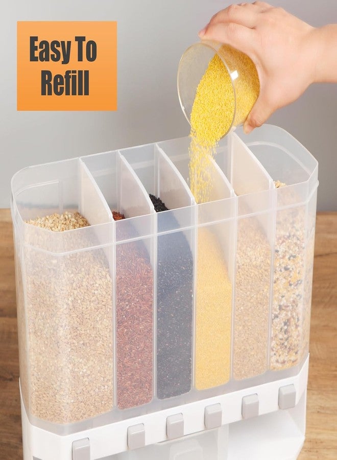 SKYWORK Grain Dispenser with Measuring Cup Dry Food Dispenser Snack Dispenser Rice Storage Container for Kitchen Organizing,Kitchen Storage Food Dispensers 6Grid - Image 5