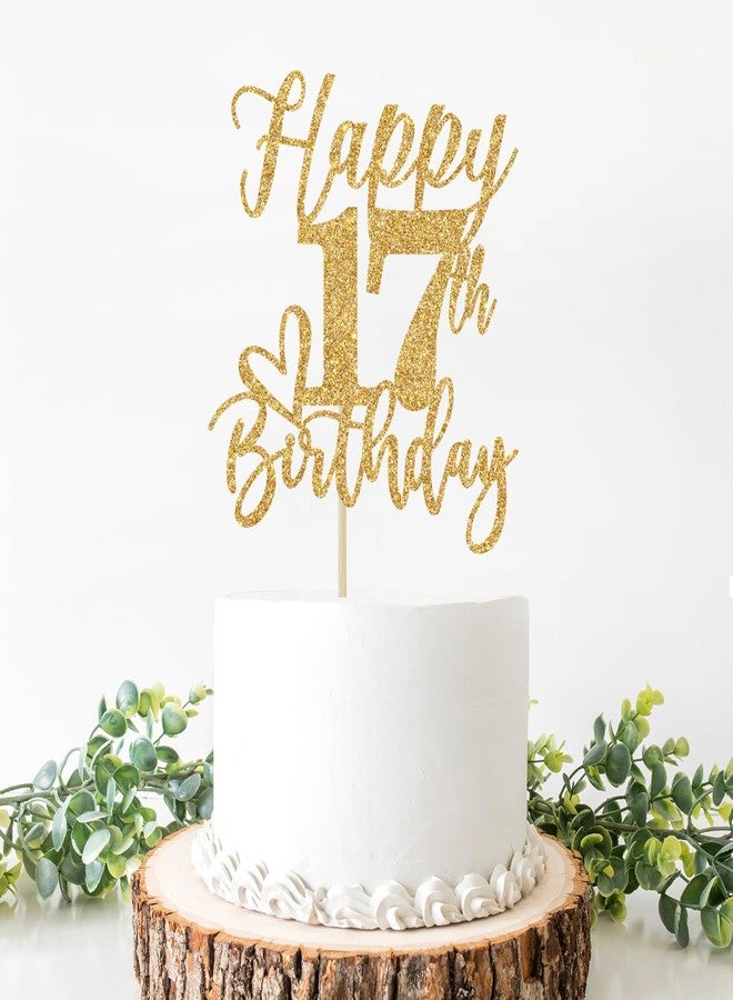 Yotawebery Happy 17th Birthday Cake Topper, 17th Birthday Decorations, Cheers to 17 Years, Hello 17, 17th Happy Birthday Party Supplies Gold Glitter - Image 3