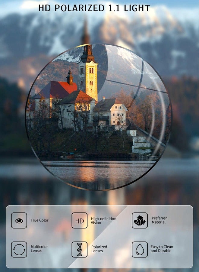 AZorb Polarized Sunglasses Men Women Metal Square Aviator Frame for Men's Women's Sun Glassess Outdoor Driving Fishing Accessories UV Protection Shades Brown - Image 2