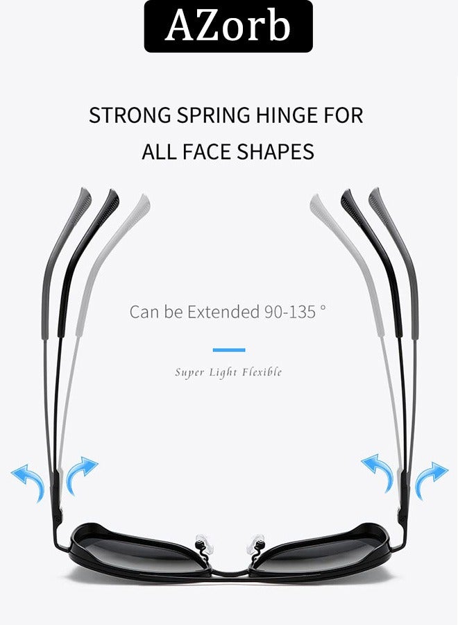 AZorb Polarized Sunglasses Men Women Metal Square Aviator Frame for Men's Women's Sun Glassess Outdoor Driving Fishing Accessories UV Protection Shades Brown - Image 3