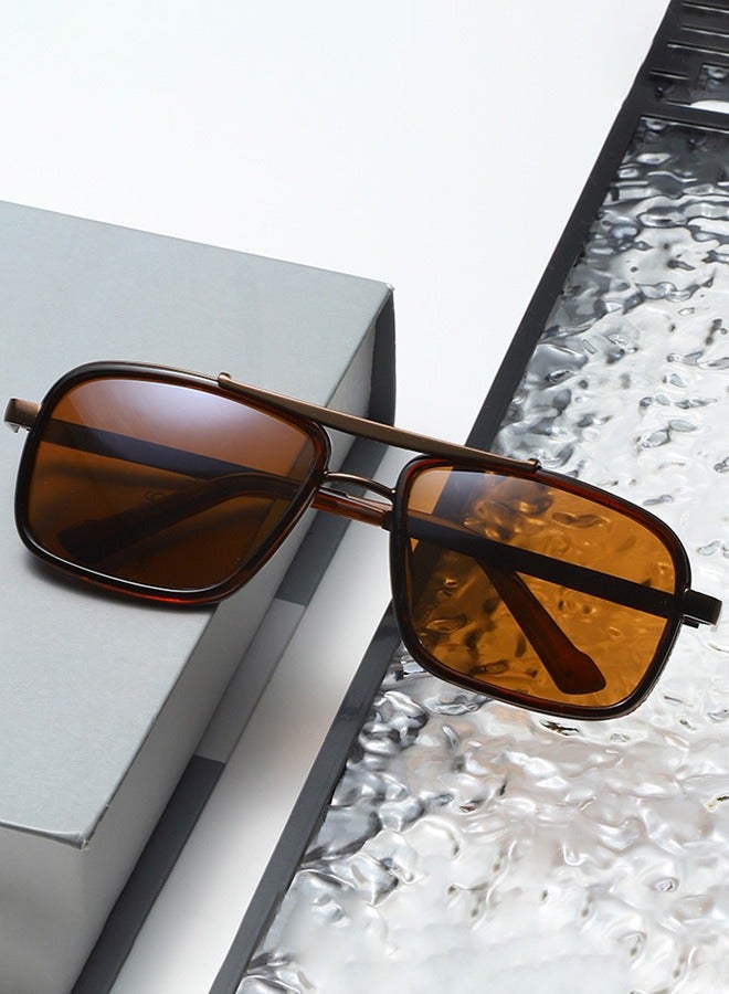 AZorb Polarized Sunglasses Men Women Metal Square Aviator Frame for Men's Women's Sun Glassess Outdoor Driving Fishing Accessories UV Protection Shades Brown - Image 5