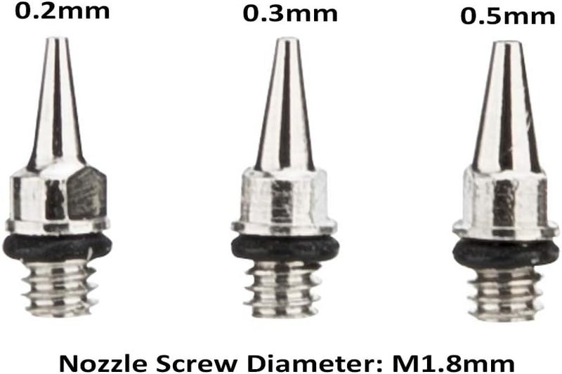 Uouteo Airbrush Replacement Parts: 0.2mm, 0.3mm, 0.5mm Needles & Nozzles for Airbrush Trigger Gun - Stainless Steel & Copper - Black - Handheld - Painting - Image 5