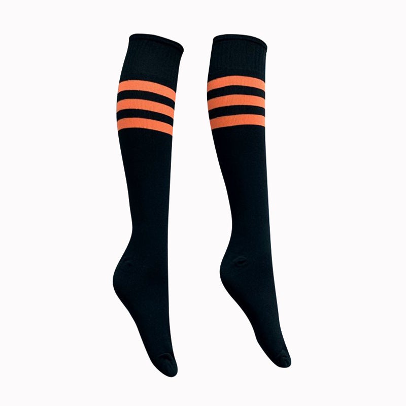 Generic High bouncing ball football socks cross-border long barrel striped durable sports socks dance cheerleading fitness yoga socks Black Orange edge 