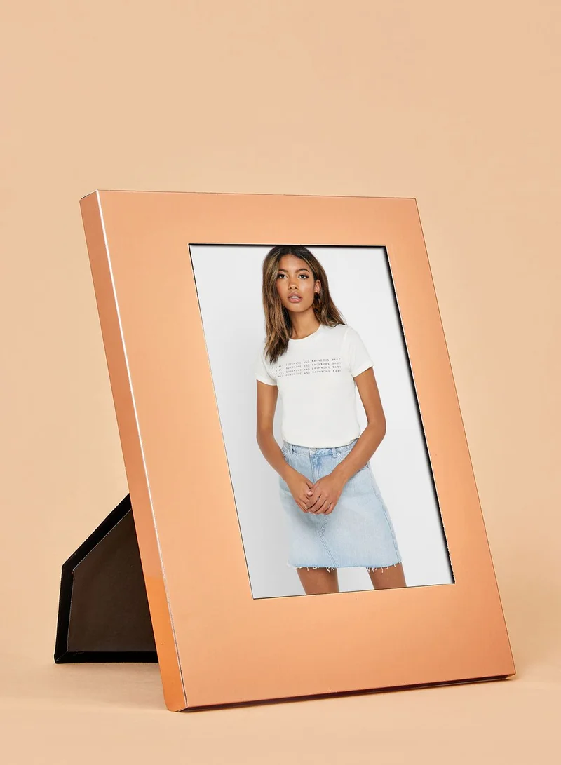 present time Large Copper Plated Out Of Centre Photo Frame