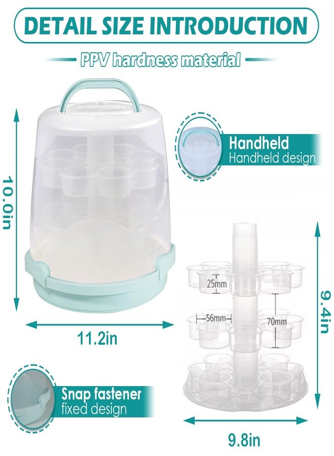 HomDSim Cake Carrier Round Cake Stand Plus Height Cake Container with Cupcakes Pad, Handle, Lid Reusable Package Box for Transporting Desserts,Pie,Toast,Fruit (10" Blue) - Image 2