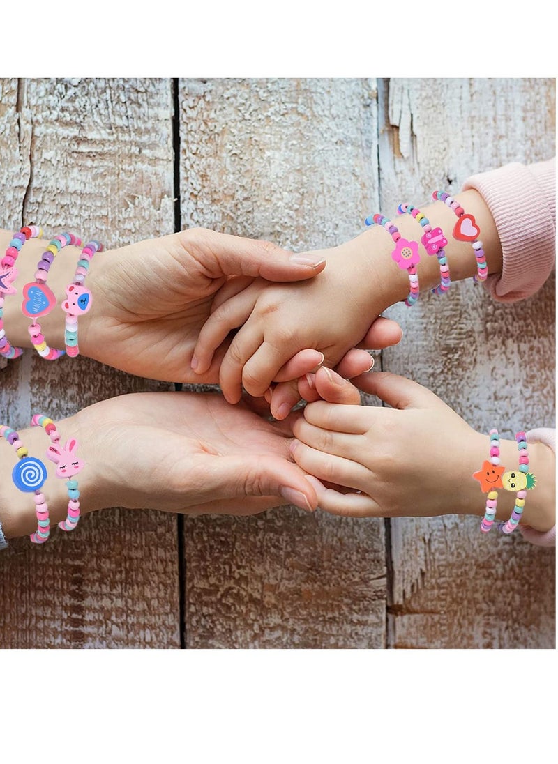 Excefore - 12 Colourful Wooden Bracelets Set, Wooden Beaded Friendship Bracelets for Girls, Ideal Party Bag Fillers and Favours, Suitable for Party Gift for Kids - Image 1