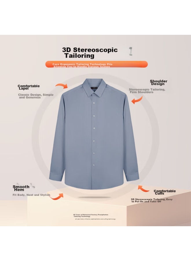Tries Men's Fleece-lined Shirt, 3a Antibacterial, Autumn And Winter Solid Color, Brand Logo, Warm Long-sleeve Business Casual Shirt For Me - Image 3