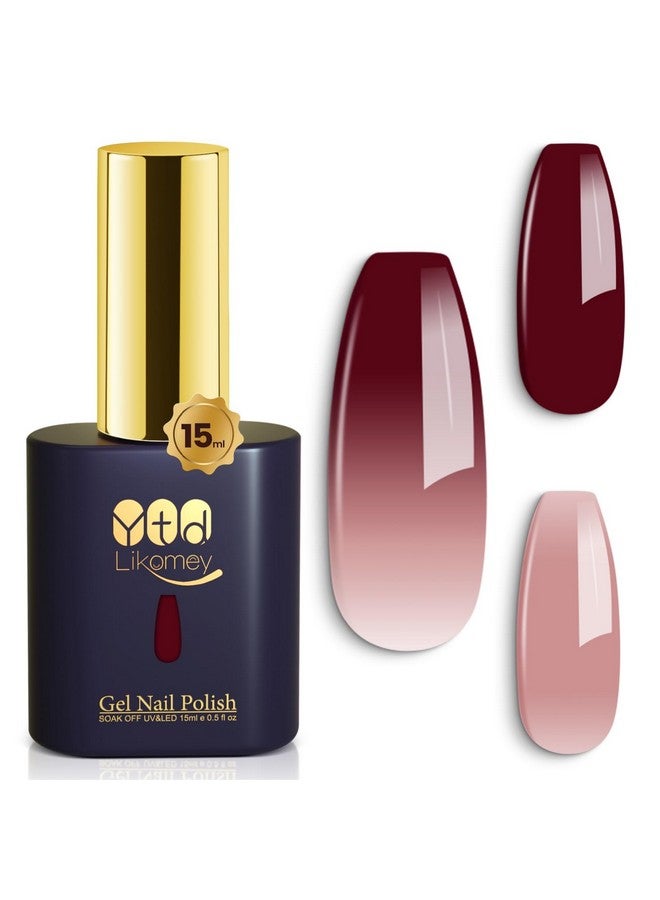 YTD Likomey Color Changing Gel Nail Polish,15Ml Translucent Nude Pink To Burgundy Red Mood Temperature Change Colors Thermal Spring Uv Nail Gel Varnish,Wb08 - Image 1