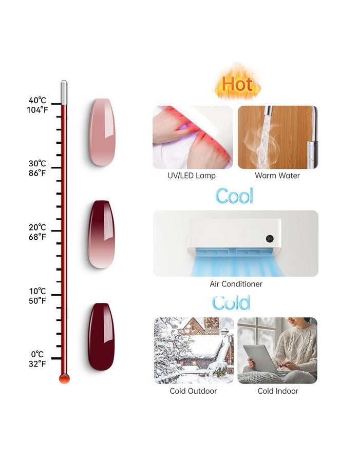 YTD Likomey Color Changing Gel Nail Polish,15Ml Translucent Nude Pink To Burgundy Red Mood Temperature Change Colors Thermal Spring Uv Nail Gel Varnish,Wb08 - Image 5