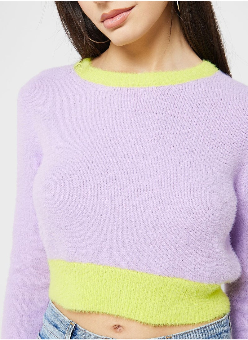 ONLY - Color Block Crop Sweater - Image 1