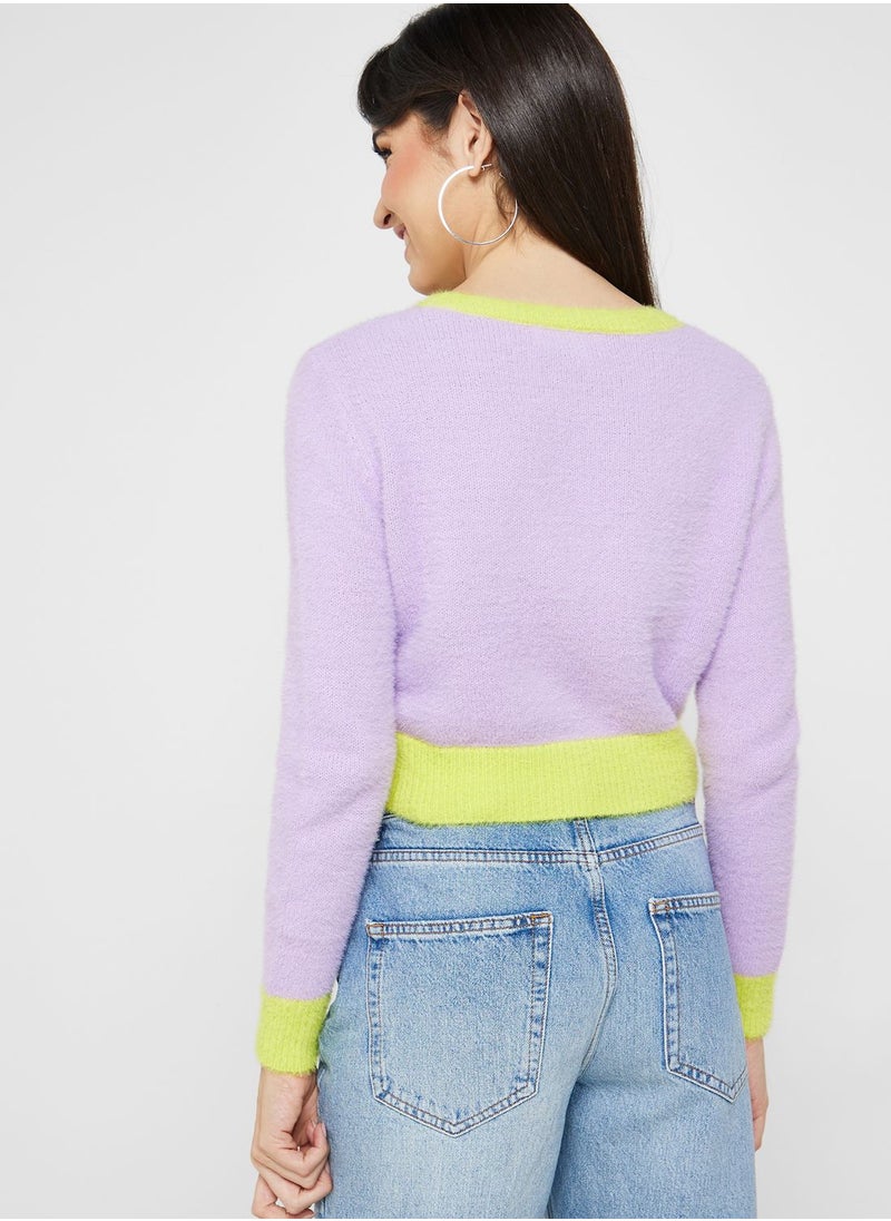 ONLY - Color Block Crop Sweater - Image 1