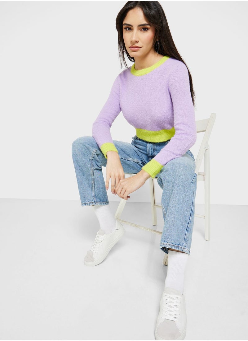 ONLY - Color Block Crop Sweater - Image 1