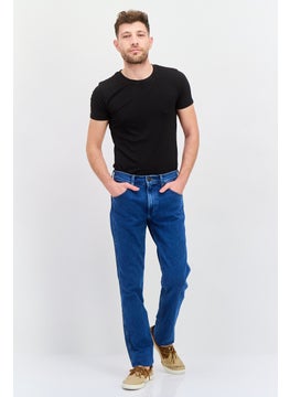 Wrangler Men Regular Fit Washed Stretchable Denim Jeans, Med Blue  - Image 4
