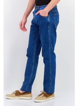 Wrangler Men Regular Fit Washed Stretchable Denim Jeans, Med Blue  - Image 2