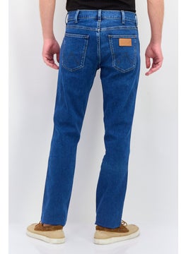 Wrangler Men Regular Fit Washed Stretchable Denim Jeans, Med Blue  - Image 3